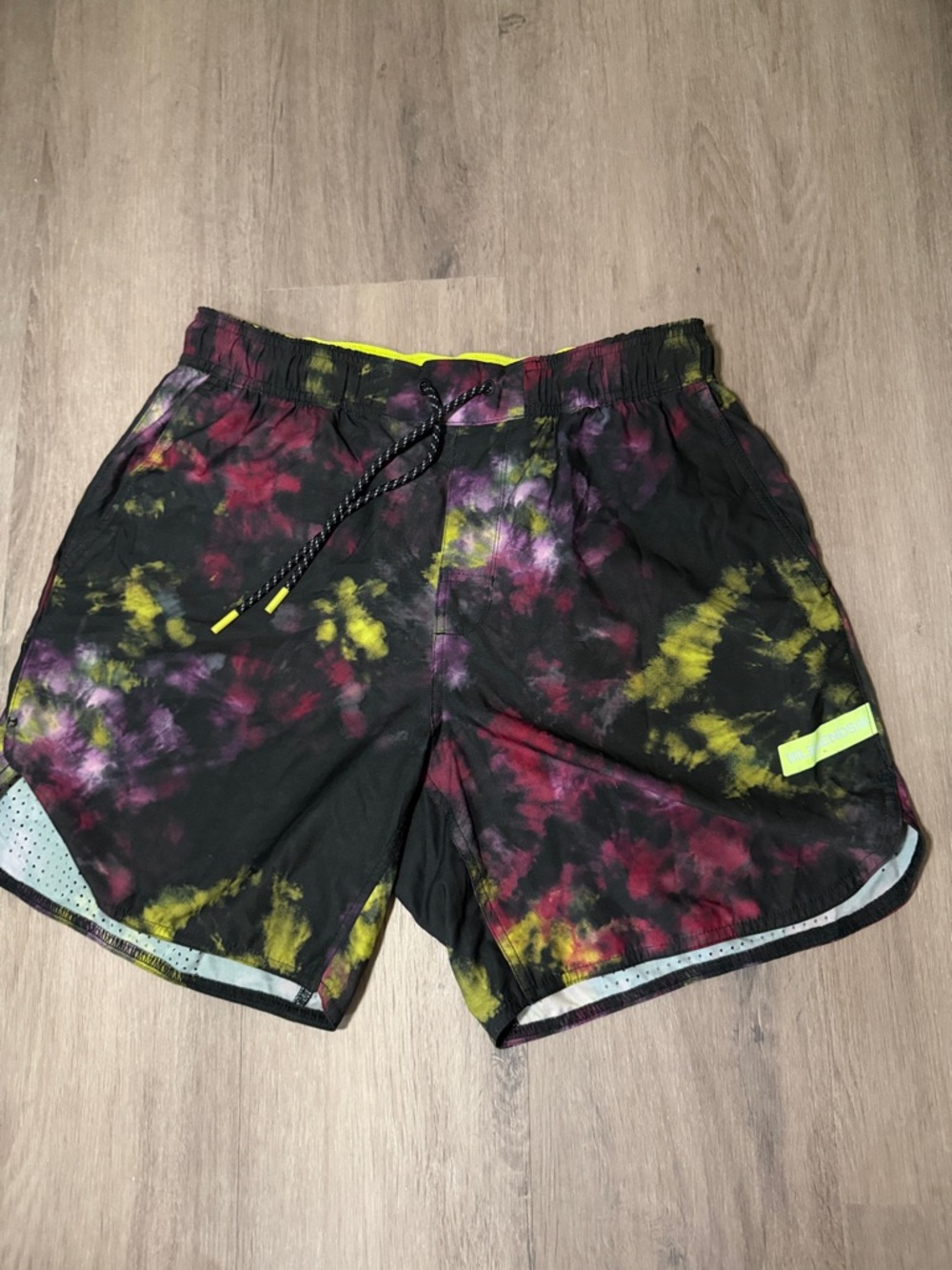 Legends Tie-Dye Athletic Shorts in Black, Yellow & Purple